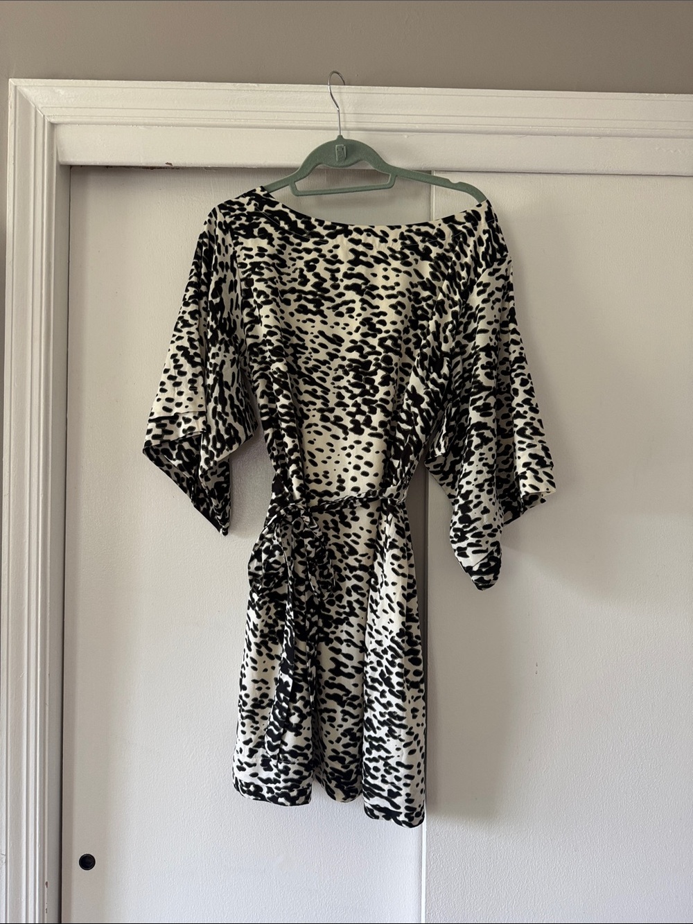 W118 by Walter Baker Black & White Leopard-Print Tie-Waist Mini Dress
